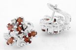 Серьги из серебра с гранатом и фианитами 6 овалов 4х6 мм 31280