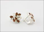 Серьги из серебра с гранатом и фианитами 6 овалов 4х6 мм 31280