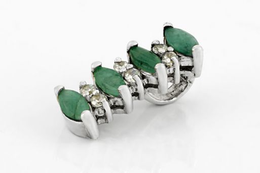 Серебряный кулон с изумрудом и фианитами 31283 купить в магазине Самоцветы мира