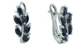 Серьги из серебра с сапфиром 6 маркиз 2х4 мм 31359