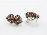 Серьги из серебра с гранатом 4 маркизы 3х6 мм 18 кругов 2 мм 33462