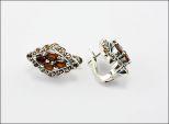 Серьги из серебра с гранатом 4 маркизы 3х6 мм 12 кругов 2 мм 33568