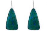 Серьги из серебра с хризоколлой треугольник 20х35х35 мм 33924