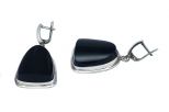 Серьги из серебра с Обсидианом парус 24х26 мм 35666