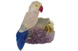Фигурка попугай из аметиста у гнезда. Вес 100-130 гр.