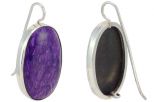 Серьги из серебра с чароитом овал 20х32 мм 36547