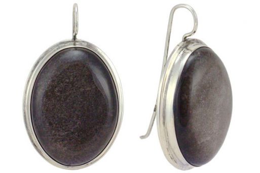 Серьги из серебра 925 пробы с обсидианом.