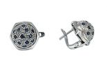 Серьги из серебра с сапфиром 13 кругов 2 мм 36762