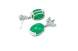 Серьги из серебра с Хризопразом и фианитами овал 37577