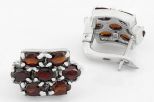 Серьги из серебра с гранатом 10 овалов 3х5 мм 37752