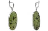 Серьги из серебра с змеевиком овал 20х37 мм 38062