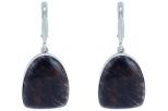 Серьги из серебра с Обсидианом арка 21х28 мм 38071
