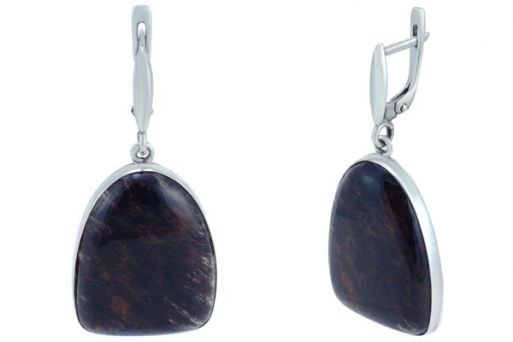 Серьги из серебра 925 пробы с обсидианом.