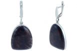 Серьги из серебра с Обсидианом арка 21х28 мм 38071