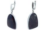 Серьги из серебра с Обсидианом арка 21х28 мм 38071