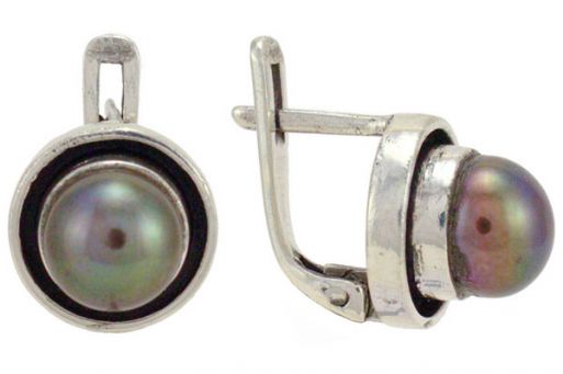 Серьги из серебра 925 пробы с жемчугом.