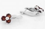Серьги из серебра с гранатом 3 круга 6 мм 38740