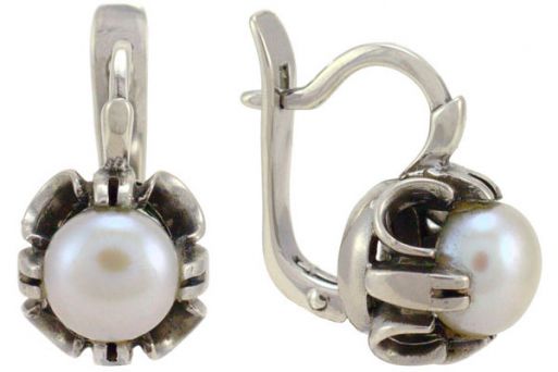 Серьги из серебра 925 пробы с жемчугом.
