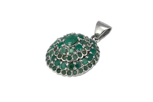 Серебряный кулон с изумрудом 39951 купить в магазине Самоцветы мира