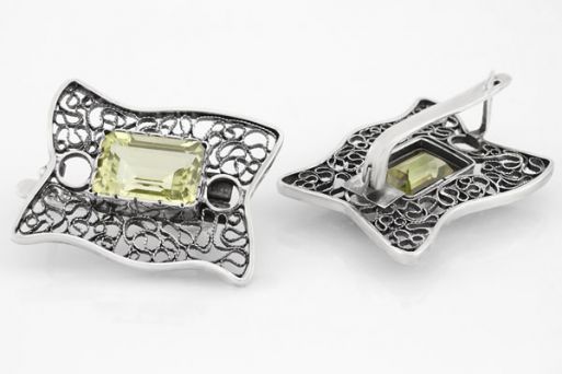 Серебряные серьги с цитрином 40545 купить в магазине Самоцветы мира
