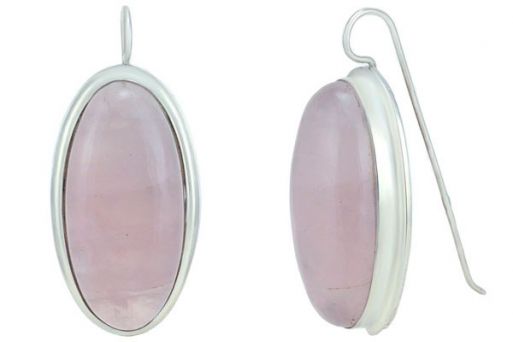 Серьги из серебра 925 пробы с розовым кварцем.