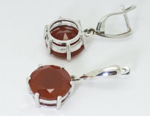 Серьги сердолик круг огранка* ― Самоцветы мира