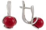 Серьги из серебра с кораллом красным шар 8 мм 41202