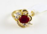 Сердолик кольцо кабошон 4стразы+цирконы  6*