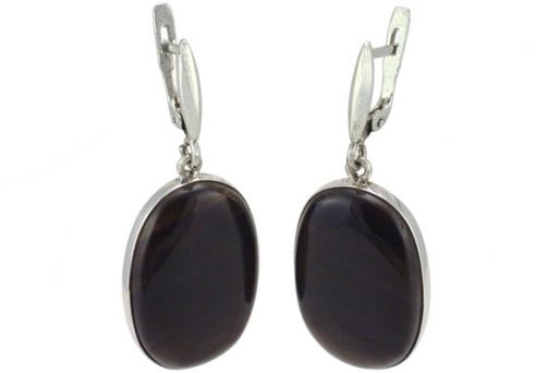Серьги из серебра 925 пробы с обсидианом.