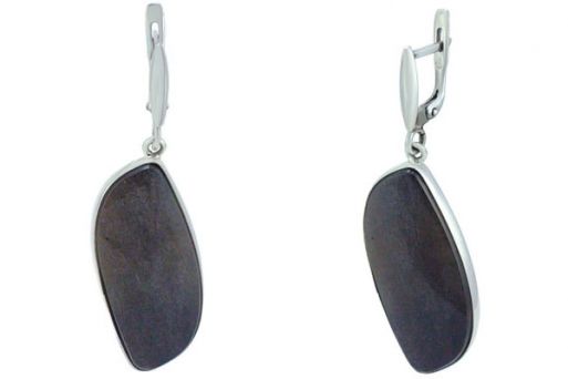 Серьги из серебра 925 пробы с обсидианом.