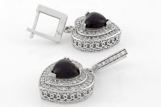 Серебряные серьги с агатом 41925 купить в магазине Самоцветы мира