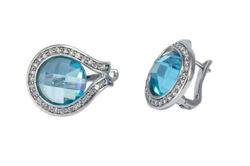Серьги из серебра 925 пробы с голубым кварцом.