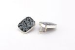 Серьги из серебра с Обсидианом снежным Прямоугольник 20х25 мм 42336
