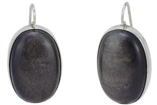 Серьги из серебра 925 пробы с обсидианом.