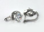 Серьги горный хрусталь с фианитами. Вес 7,5 гр.
