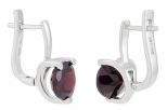 Серьги из серебра с гранатом круг 10 мм 42802
