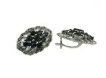 Серьги из серебра с сапфиром и марказитами 9 маркиз 2х4 мм 42894