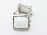 Серьги из серебра с кахолонгом и фианитами прямоугольник 11х15 мм 43335