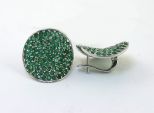 Серьги из серебра с изумрудом 92 круга 2 мм 43553