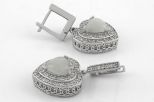 Серьги из серебра с кошачьим глазом и фианитами сердце 8х8 мм 43614
