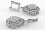 Серьги из серебра с кошачьим глазом и фианитами капля 7х10 мм 43621