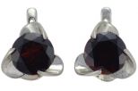 Серьги из серебра с гранатом круг 10 мм 43808