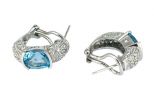Серьги из серебра с топазом и фианитами  овал 8х10 мм 43937