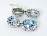 Серьги из серебра с топазом и фианитами овал 10х14 мм овал 8х10 мм 43946