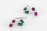 Серьги из серебра с шпинелью и корундом вишенки 44125