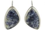 Серьги из серебра с опалом моховым парус 25х37 мм 44162