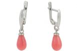 Серьги из серебра с кораллом розовым капля 7х11 мм 44736