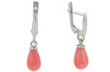 Серьги из серебра с кораллом розовым капля 7х11 мм 44736