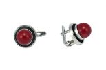 Серьги из серебра с кораллом красным шар 8 мм кнопка 44755