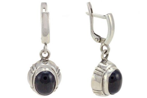 Серьги из серебра 925 пробы с диопсидом.